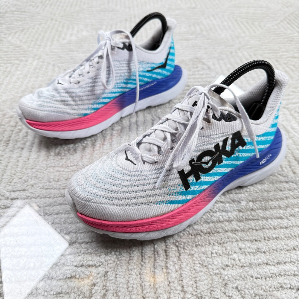 Hoka Mach 5 Running Shoes Womens 7B Blue Pink Gorp 1127894 WSBB PROFLY+ Trainer